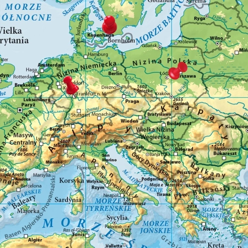 Świat. Mapa ścienna fizyczna 1:21 200 000, 194x140 cm, SwiatMap.pl