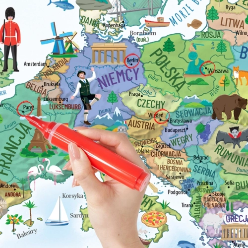 Świat Małego Podróżnika mapa ścienna dla dzieci, 194x140 cm, SwiatMap.pl