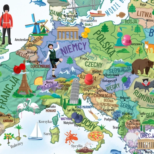 Świat Małego Podróżnika mapa ścienna dla dzieci, 194x140 cm, SwiatMap.pl