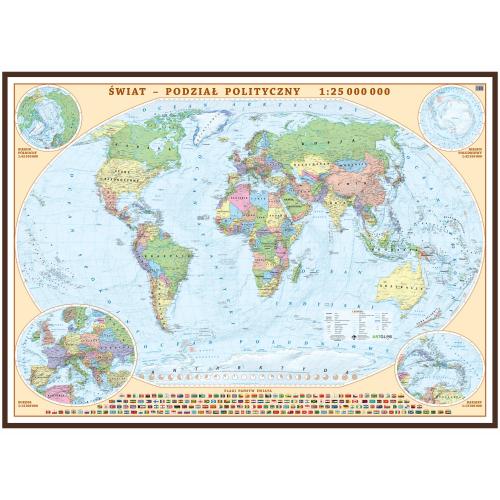 Świat. Mapa ścienna polityczna, 1:25 000 000, 140x100 cm, ArtGlob