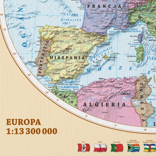 Świat. Mapa ścienna polityczna na płótnie, SwiatMap.pl
