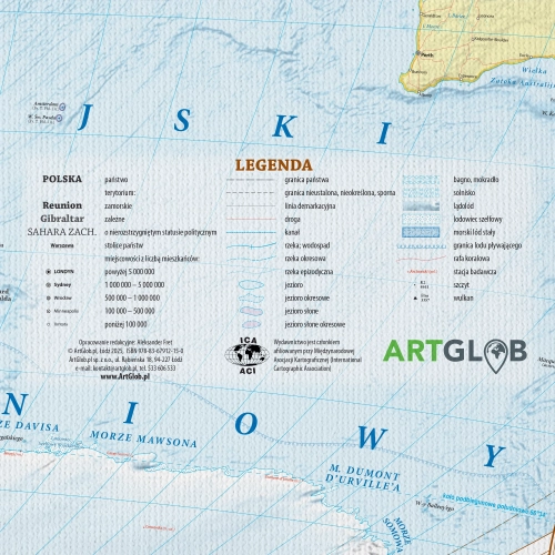 Świat. Mapa ścienna polityczna na płótnie, 1:25 000 000, 140x100 cm, SwiatMap.pl