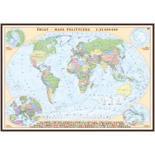 Świat. Mapa ścienna polityczna, 1:35 000 000, 100x70 cm, ArtGlob