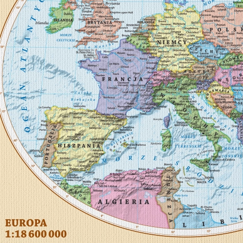 Świat. Mapa ścienna polityczna na płótnie, SwiatMap.pl