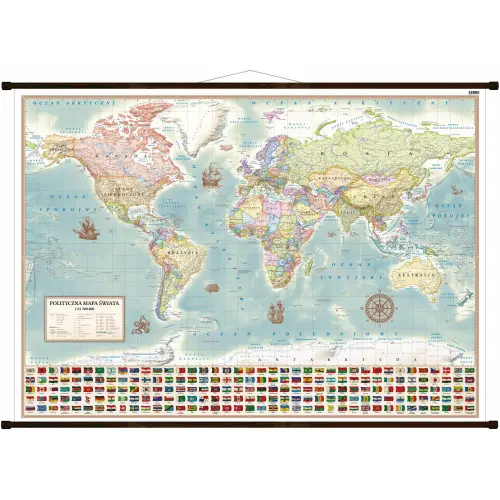 Świat polityczny. Stylizowana mapa ścienna, 1:21 200 000, 195x140 cm, ArtGlob