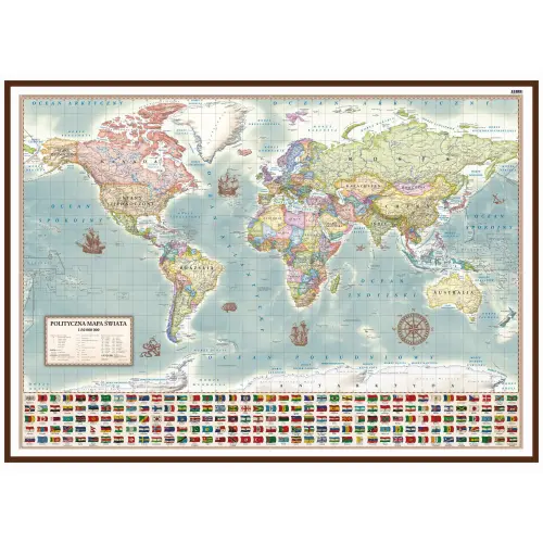Świat polityczny. Stylizowana mapa ścienna, 1:30 000 000, 140x100 cm, ArtGlob