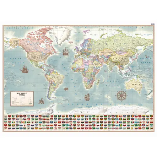 Świat polityczny. Stylizowana mapa ścienna anglojęzyczna, 1:21 200 000, 195x140 cm, ArtGlob