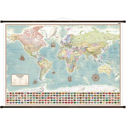 Świat polityczny. Stylizowana mapa ścienna anglojęzyczna, 1:21 200 000, 195x140 cm, ArtGlob