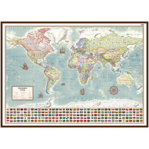 Świat polityczny. Stylizowana mapa ścienna anglojęzyczna, 1:30 000 000, 140x100 cm, ArtGlob