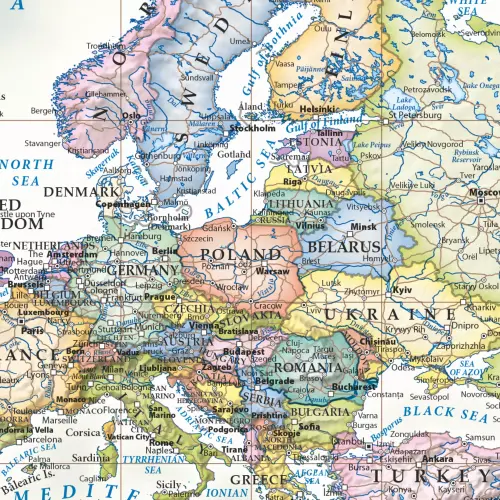 Świat polityczny. Stylizowana mapa ścienna anglojęzyczna, 1:42 000 000, 100x70 cm, ArtGlob