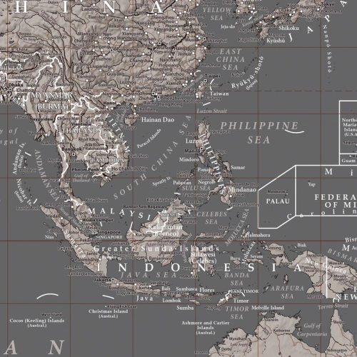 World Gray - Świat polityczny. Mapa ścienna wersja angielska 1:30 000 000, 140x100 cm, SwiatMap.pl
