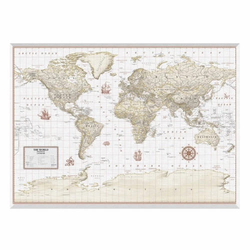 World Sand - Świat polityczny. Mapa ścienna na płótnie, 1:30 000 000 - wersja angielska, SwiatMap.pl