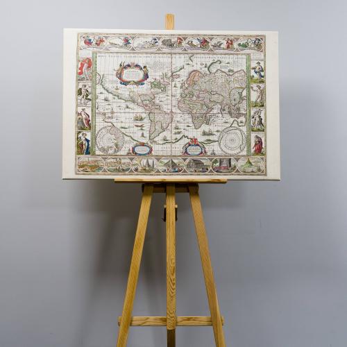 Świat według Willema Blaeu z 1635r. mapa ścienna na płótnie 100x70 cm, ArtGlob
