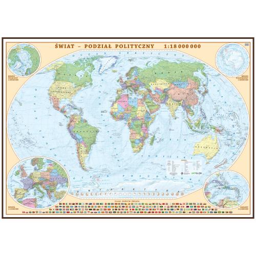 Świat mapa ścienna polityczna 1:18 000 000, 194x133 cm, ArtGlob