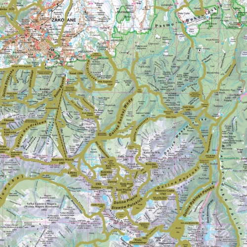 Tatry. Mapa zdrapka na podkładzie w ramie 1:50 000, zbliżenie - Zakopane i Dolina Pięciu Stawów, przed zdrapaniem, 70x49 cm, SwiatMap.pl