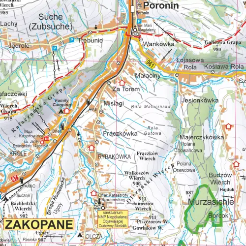 Tatry polskie i słowackie mapa ścienna 1:50 000, 100x70 cm