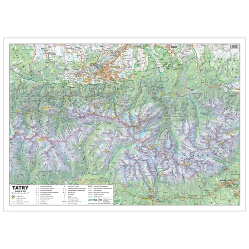 Tatry polskie i słowackie. Mapa ścienna 1:55 000, 70x50 cm