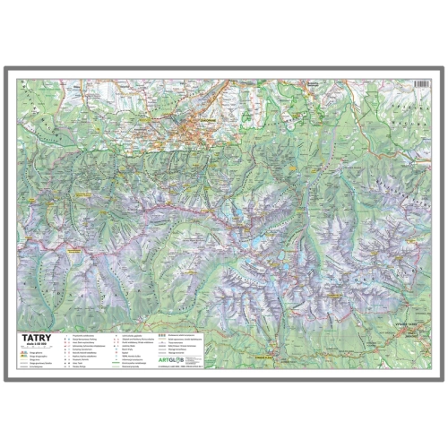 Tatry polskie i słowackie. Mapa ścienna 1:55 000, 70x50 cm