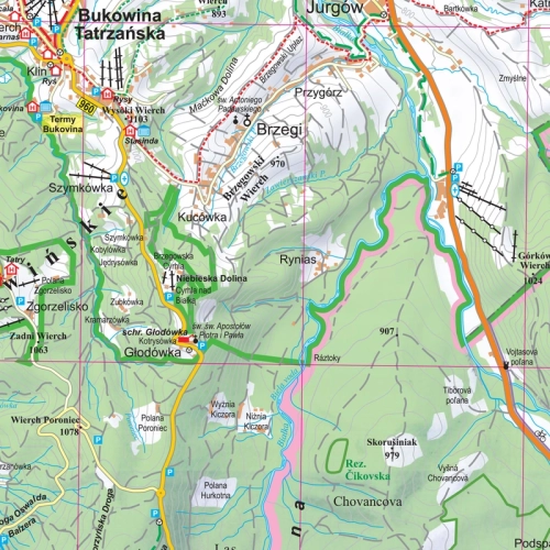 Tatry polskie i słowackie. Mapa ścienna 1:55 000, 70x50 cm