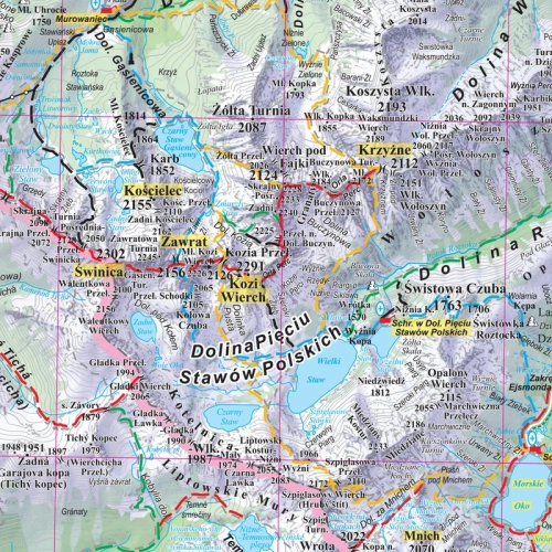 Tatry polskie i słowackie. Mapa ścienna 1:55 000, 70x50 cm