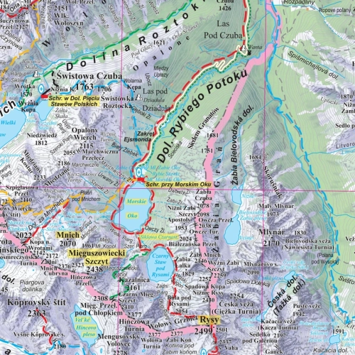 Tatry polskie i słowackie. Mapa ścienna 1:55 000, 70x50 cm