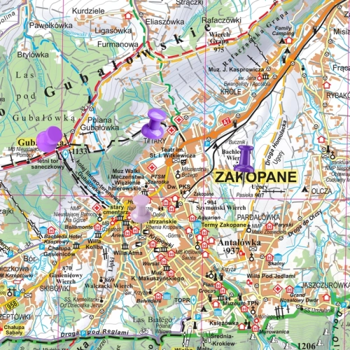 Tatry polskie i słowackie. Mapa ścienna 1:55 000, 70x50 cm