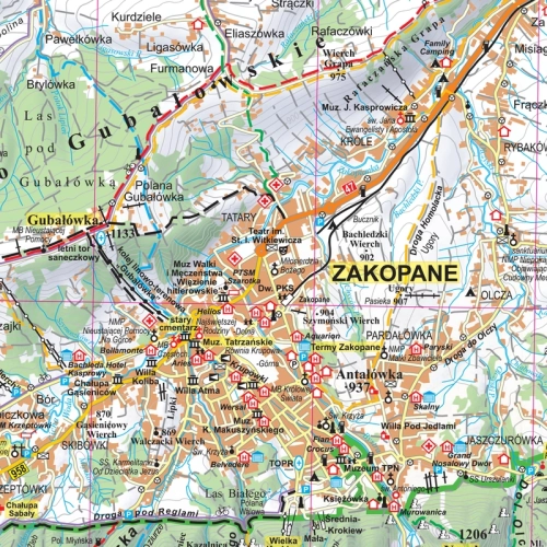 Tatry polskie i słowackie. Mapa ścienna 1:55 000, 70x50 cm