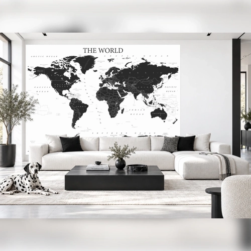 /AI/ Wizualizacja wnętrza - The World mapa polityczna - konturowa, tapeta, XL, SwiatMap.pl