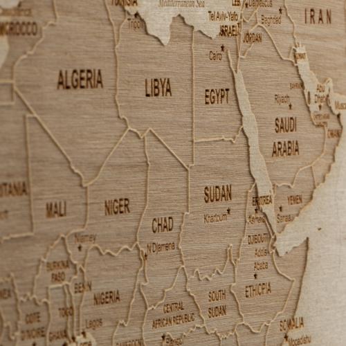 The World - mapa świata. Obraz w drewnie, 3D