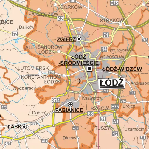 Polska - mapa ścienna obszarów właściwości sądów powszechnych 1:500 000, 140x145 cm, ArtGlob