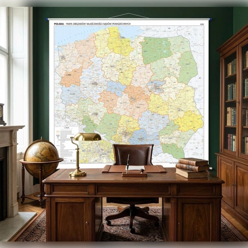 Aranż 2 - Polska. Mapa ścienna obszarów właściwości sądów powszechnych 1:500 000, 140x145 cm, SwiatMap.pl