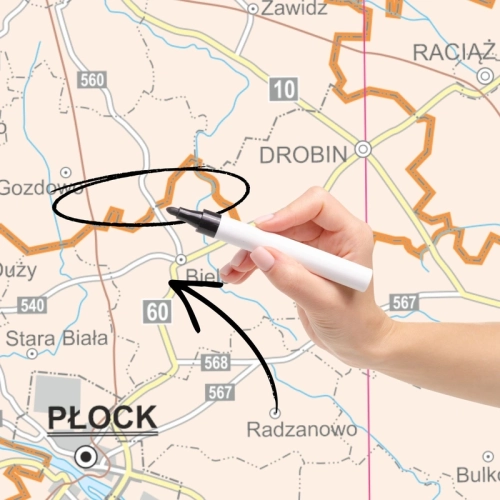 Polska. Mapa ścienna obszarów właściwości sądów powszechnych 1:500 000, 140x145 cm, możliwość pisania mazakiem suchościeralnym, SwiatMap.pl