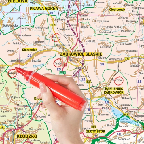 Województwo dolnośląskie. Mapa ścienna 1:200 000, 138x112 cm, SwiatMap.pl