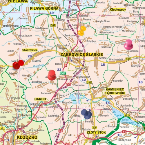 Województwo dolnośląskie. Mapa ścienna 1:200 000, 138x112 cm, SwiatMap.pl