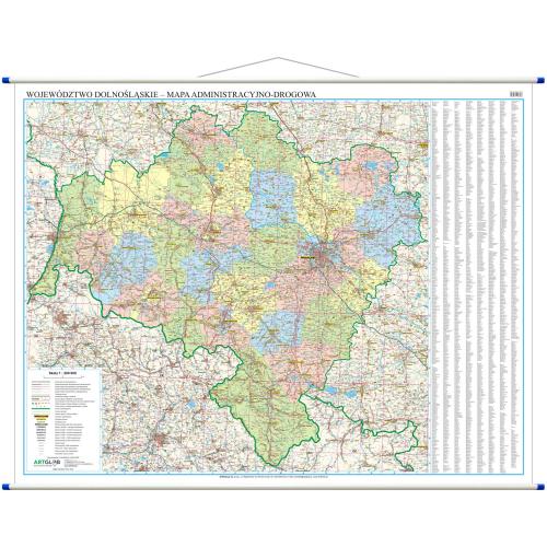 Województwo dolnośląskie, mapa ścienna 1:200 000, 138x112 cm, ArtGlob