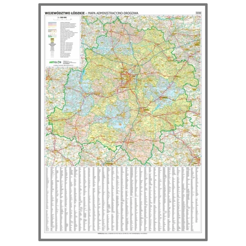 Województwo łódzkie. Mapa ścienna 1:200 000, 99x141 cm, SwiatMap.pl