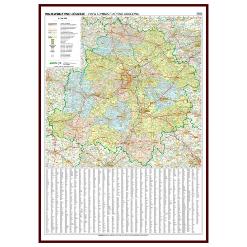 Województwo łódzkie. Mapa ścienna 1:200 000, 99x141 cm, SwiatMap.pl