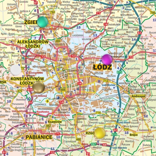 Województwo łódzkie. Mapa ścienna 1:200 000, 99x141 cm, SwiatMap.pl