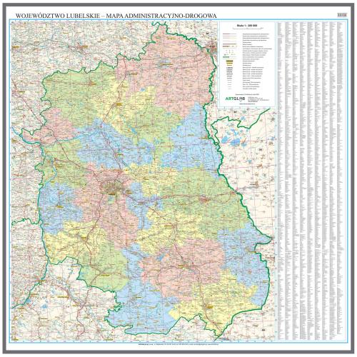 Województwo lubelskie mapa ścienna 1:200 000, 126x126 cm, ArtGlob