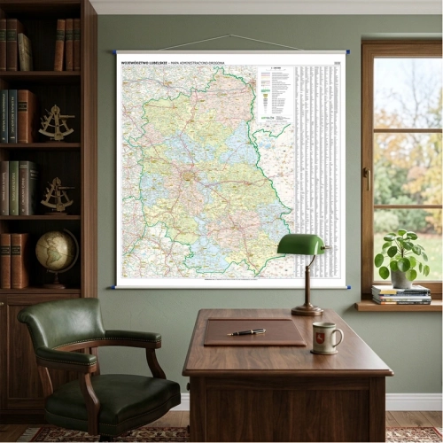 Aranż - Województwo lubelskie. Mapa ścienna 1:200 000, 126x126 cm, SwiatMap.pl