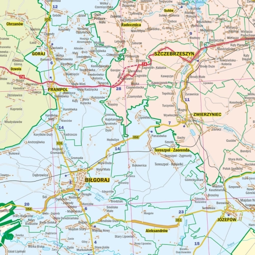 Województwo lubelskie. Mapa ścienna 1:200 000, 126x126 cm, SwiatMap.pl