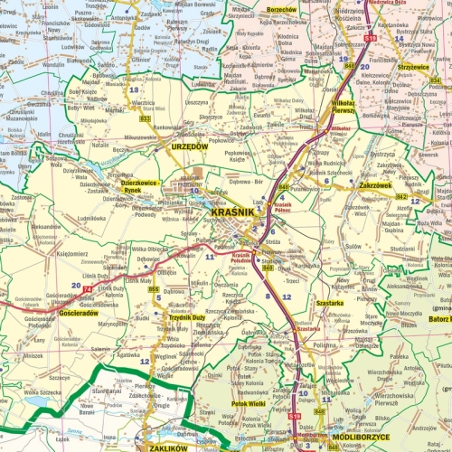 Województwo lubelskie. Mapa ścienna 1:200 000, 126x126 cm, SwiatMap.pl