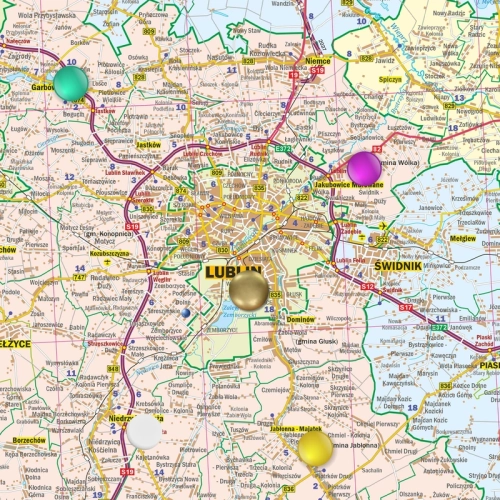 Województwo lubelskie. Mapa ścienna 1:200 000, 126x126 cm, SwiatMap.pl