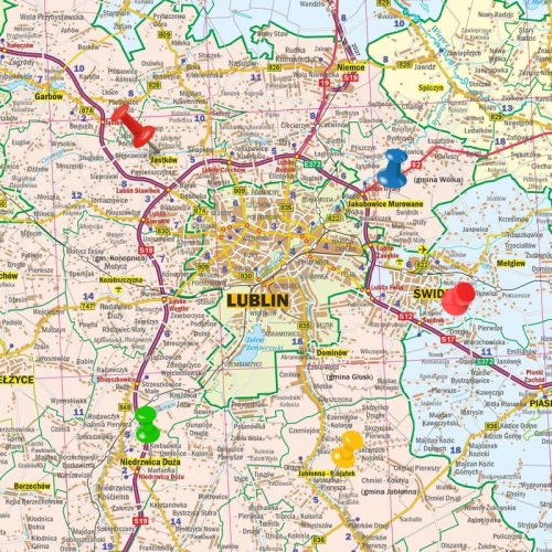 Województwo lubelskie. Mapa ścienna 1:200 000, 126x126 cm, SwiatMap.pl
