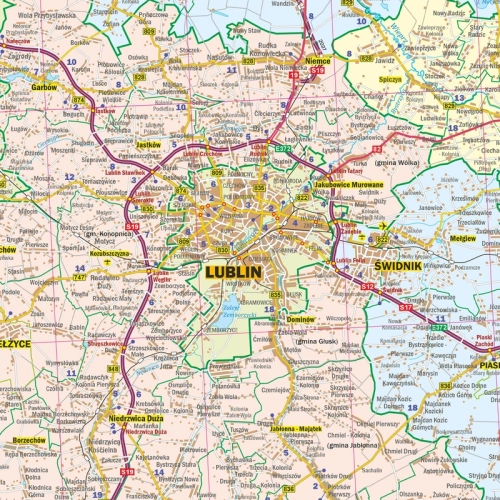 Województwo lubelskie. Mapa ścienna 1:200 000, 126x126 cm, SwiatMap.pl