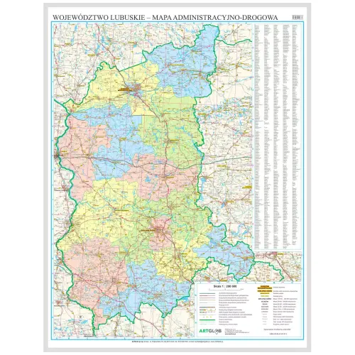 Województwo lubuskie mapa ścienna 1:200 000, 85x116 cm, ArtGlob