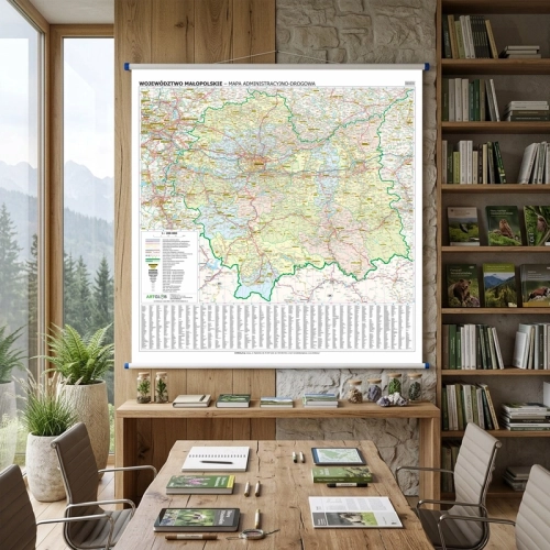 Aranż - Województwo małopolskie. Mapa ścienna 1:200 000, 100x106 cm, SwiatMap.pl