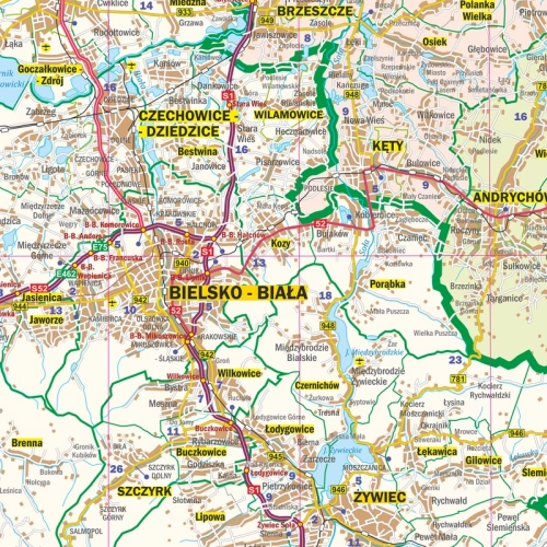 Województwo małopolskie. Mapa ścienna 1:200 000, 100x106 cm, SwiatMap.pl