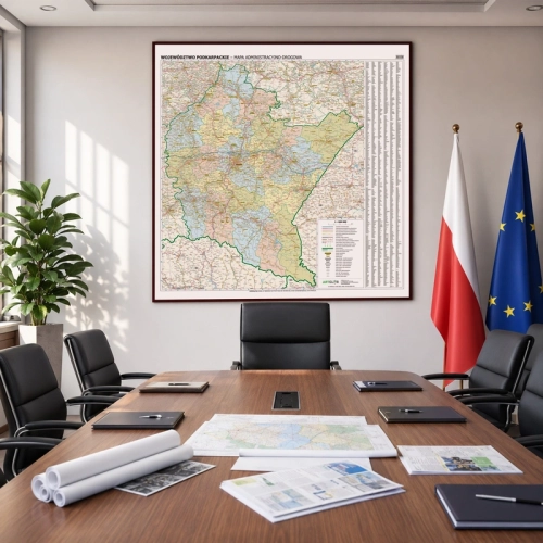 Aranż - Województwo podkarpackie. Mapa ścienna 1:200 000, 111x112 cm, SwiatMap.pl