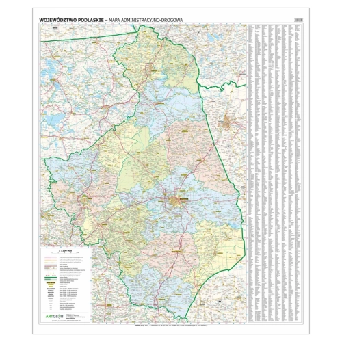 Województwo podlaskie. Mapa ścienna 1:200 000, 111x133cm, SwiatMap.pl
